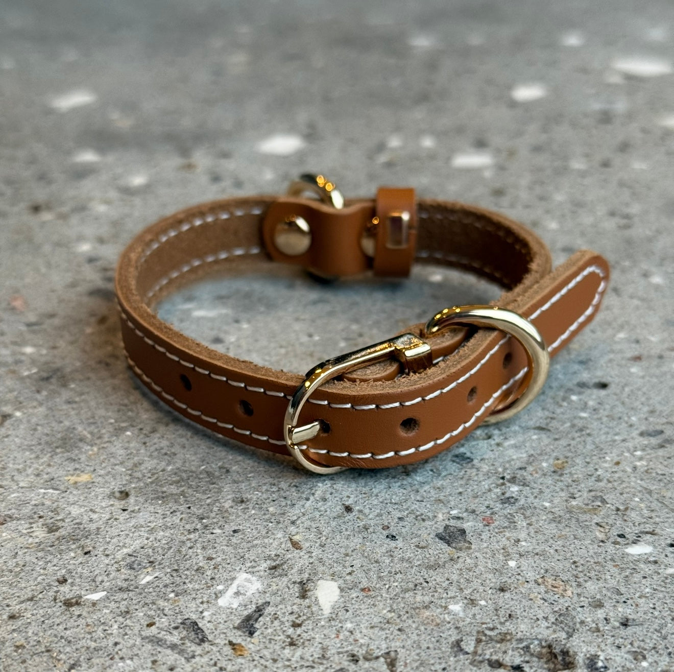 Hundehalsbånd / cognac læder