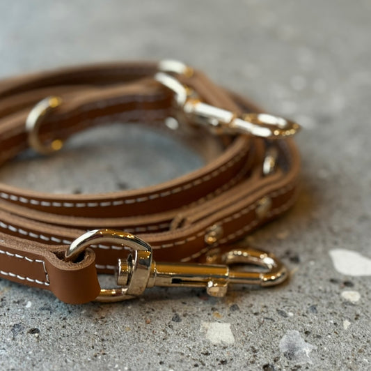 Hundesnor - cognac læder / justerbar