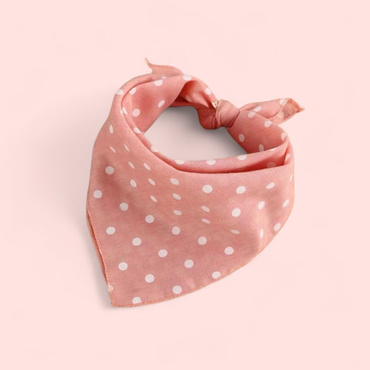 Bandana / Kakhi m. prikker - Rosa m. hvide prikker
